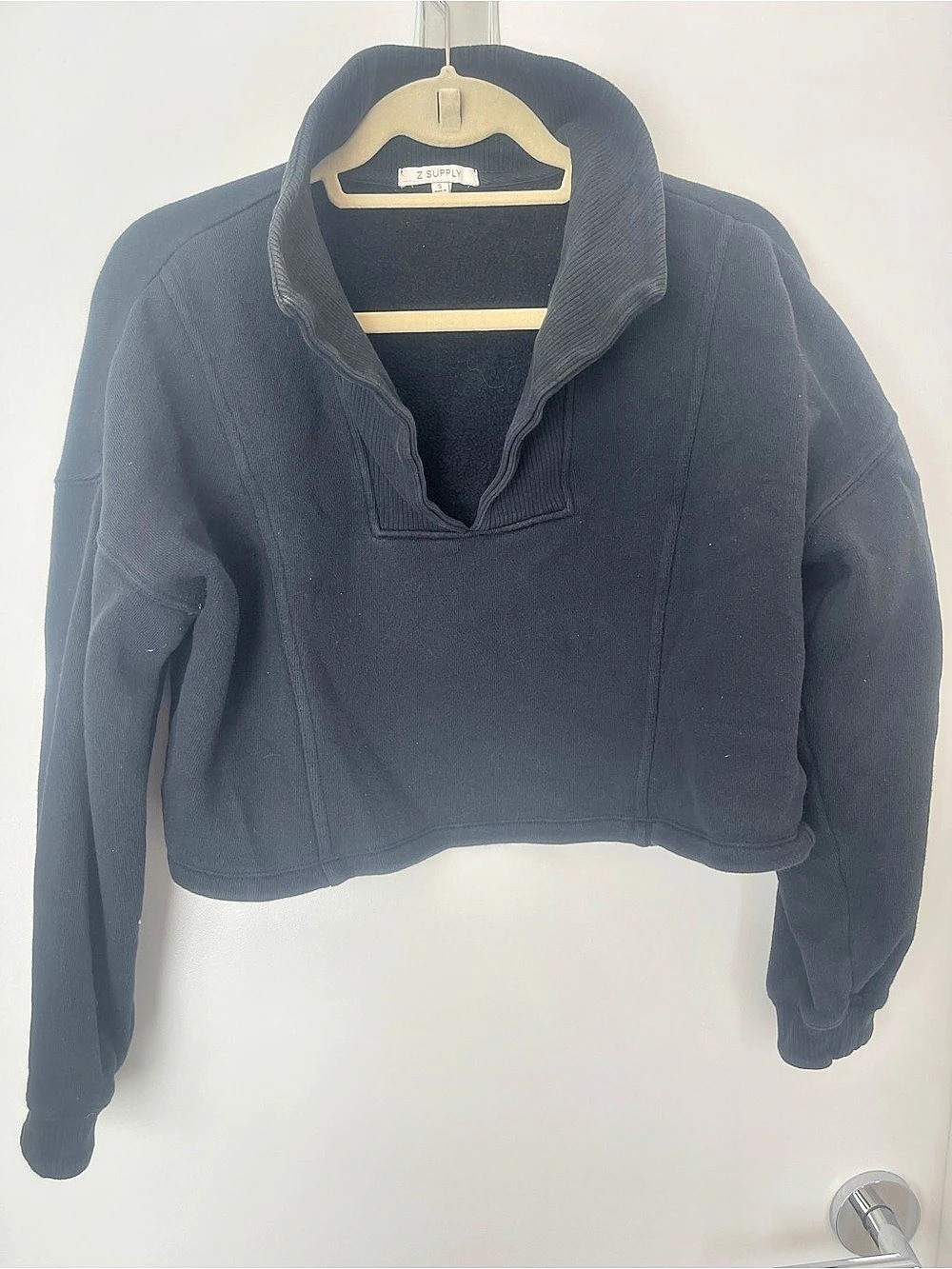 Z Supply Downtown Half Zip Sweatshirt Black Size Small